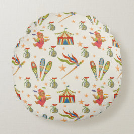 Söt Björncirkus Tema Rund Kuddöverdrag för Barn Kudde