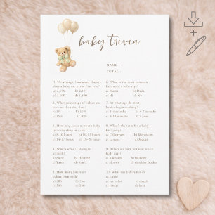 Söt Björnlig Väntan Baby Shower Lek Bebis Trivialk Inbjudningar