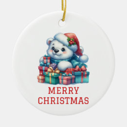 Söt björnunge jul julgransprydnad keramik