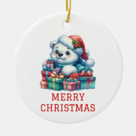 Söt björnunge jul julgransprydnad keramik