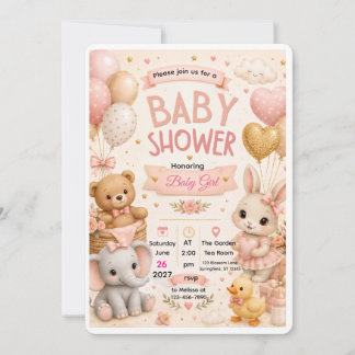 Söt bjudningskortdesign för baby shower | Pastell Inbjudningar
