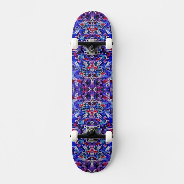 Söt blå abstrakt målning mini skateboard bräda 18,5 cm (Framsida)
