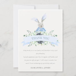 Söt blå akva kanin bladverk Födelsedag i alla åldr Tack Kort