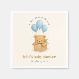 Söt Blå Akvarell Ballong Björn Pojke Bebis Shower Pappersservett