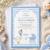 Söt Blå Akvarell Gås Baby Shower