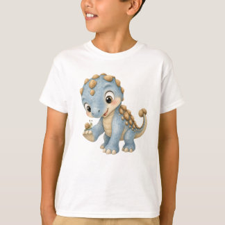 Söt blå baby Ankylosaurus som håller Snail Kids' T Shirt