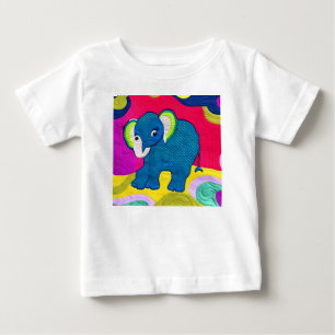 Söt blå baby elefant - Quiltliknande design T Shirt