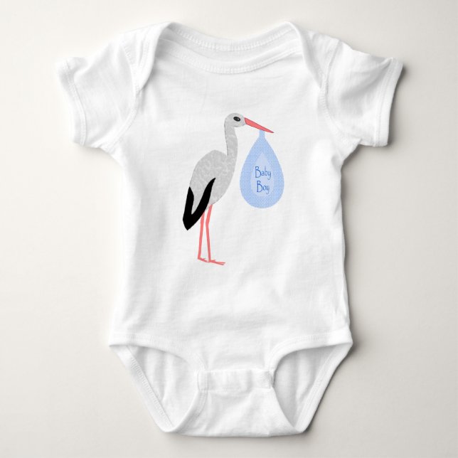 Söt blå babypojke stork t shirt (Framsida)