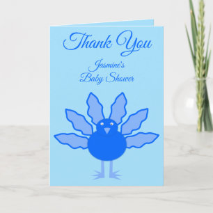 Söt Blå Babypojke Thanksgiving Kalkon Bebis Shower Kort