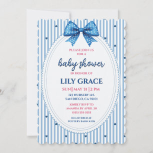 Söt blå band & hjärtan Baby Shower-inbjudan Inbjudningar