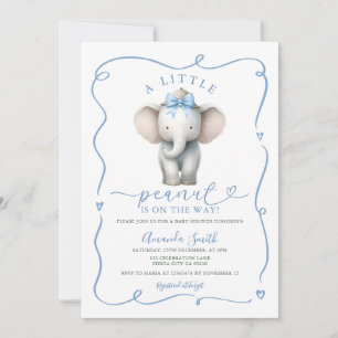 Söt blå bandana elefant nöt baby shower inbjudningar