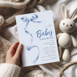 Söt blå banderoll för pojke baby shower inbjudningar