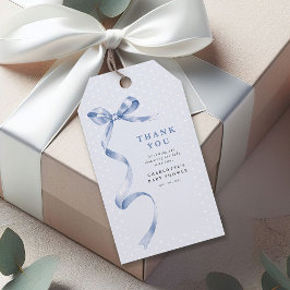 Söt blå bandstav pojke baby shower presentetikett