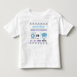 Söt blå bebis elefant födelse tillkännagivande t shirt