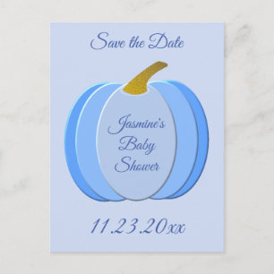 Söt Blå Bebis Pojke Pumpa Baby Shower Anpassad Vykort