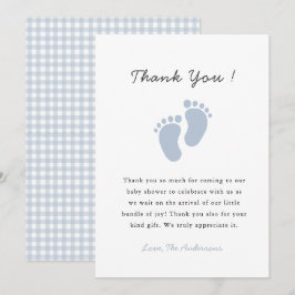 Söt blå bebisfotavtryck Baby Boy baby shower Tack Kort