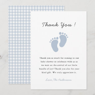Söt blå bebisfotavtryck  Baby Boy baby shower Tack Kort