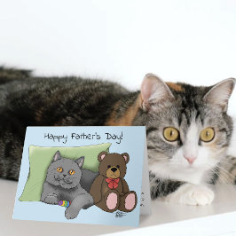 Söt Blå Bedårande Grå Bästa Kattpappa Fars Dag Kort