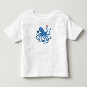 Söt Blå Bläckfisk Vän med Hjärtat Hav Scuba T Shirt