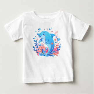 Söt blå delfin baby bodysuit t shirt