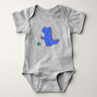 Söt Blå Dino – Kawaii Dinosaurie Tecknad Film T Shirt