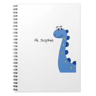 Söt blå dinosaurie - anpassat namn Sophia Anteckningsbok