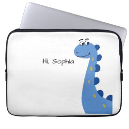 Söt blå dinosaurie - Anpassat namn Sophia Laptop Fodral