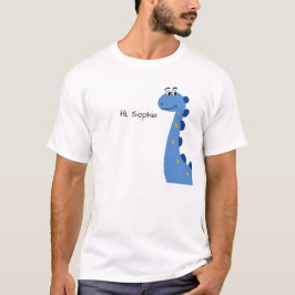 Söt Blå Dinosaurie - Anpassat Namn Sophia T Shirt
