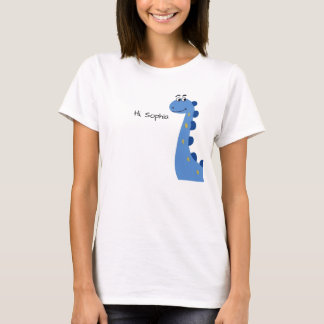 Söt Blå Dinosaurie - Anpassat Namn Sophia T Shirt