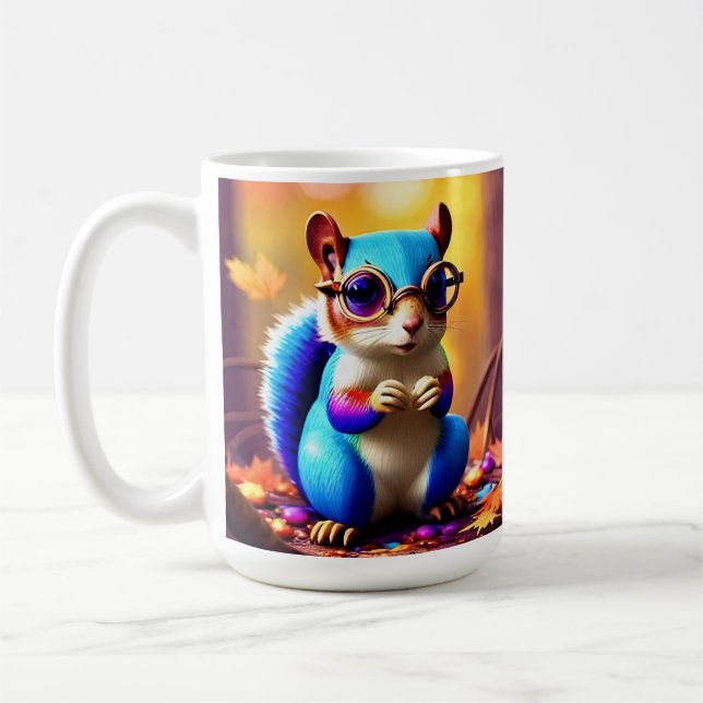 Söt blå ekorre med glasögon-56786 kaffemugg (Vänster)