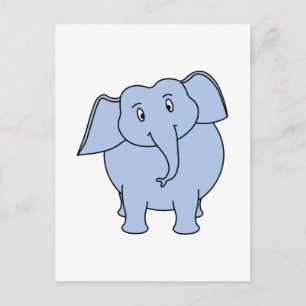 Söt blå elefant tecknad film. vykort