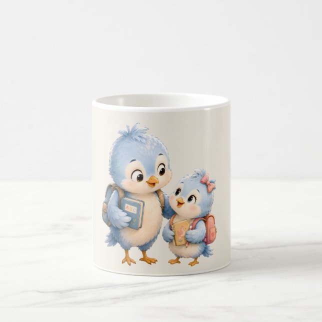 Söt blå fågel accent kaffemugg (Center)
