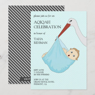 Söt blå fågel baby pojke Aqiqah-inbjudan Inbjudningar