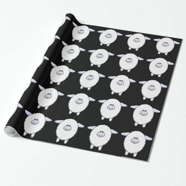 Söt blå får Baby Shower-inslagspapper Presentpapper (Utrullad)