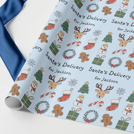 Söt Blå Festiv Barn Jul Helg Mönster Presentpapper