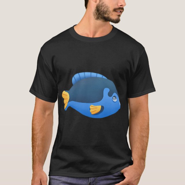 Söt blå fisk t shirt (Framsida)