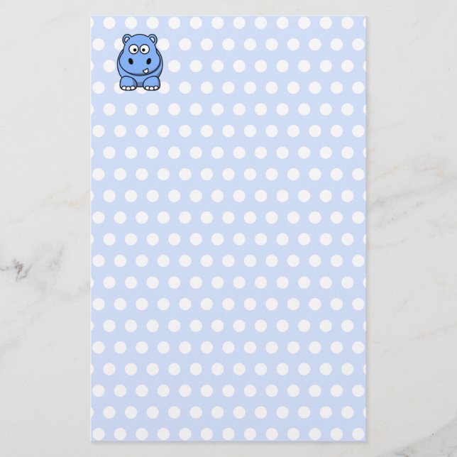 Söt blå flodhäst brevpapper (Framsida)