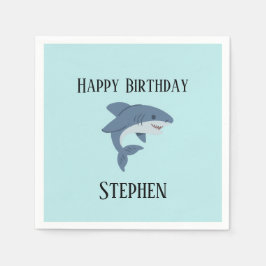 Söt blå haj-personaliserad pappersservett
