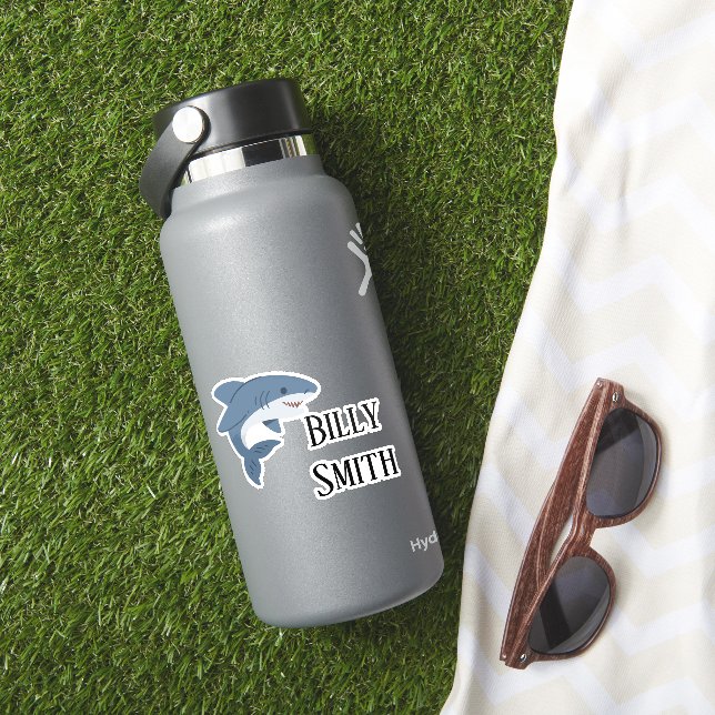 Söt blå haj-personalisering klistermärken (HydroFlask Insitu)