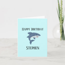 Söt blå haj-personalisering tack kort