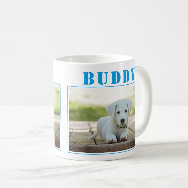 Söt blå hund eller husdjursfoto kaffemugg (Framsida höger)