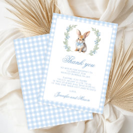 Söt blå kanin påskrandig baby boy baby shower tack kort