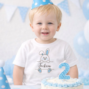 Söt Blå Kanin Pojkens Första Födelsedag T Shirt