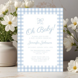 Söt blå kokett båge pojke baby shower inbjudningar