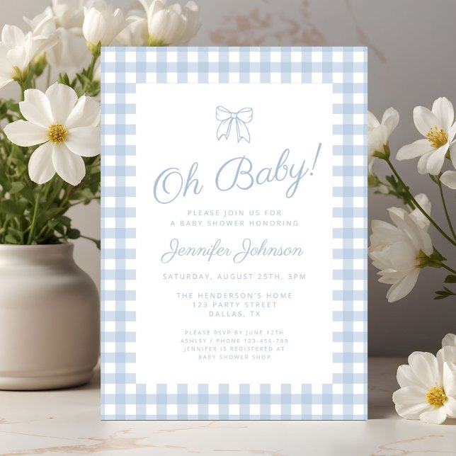 Söt blå kokett båge pojke baby shower inbjudningar (Cute Blue Coquette Bow Boy Baby Shower Invitation)