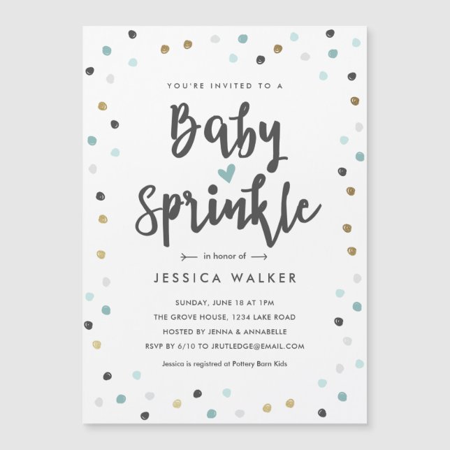 Söt blå konfettityp Baby Sprinkle-inbjudan (Framsida)