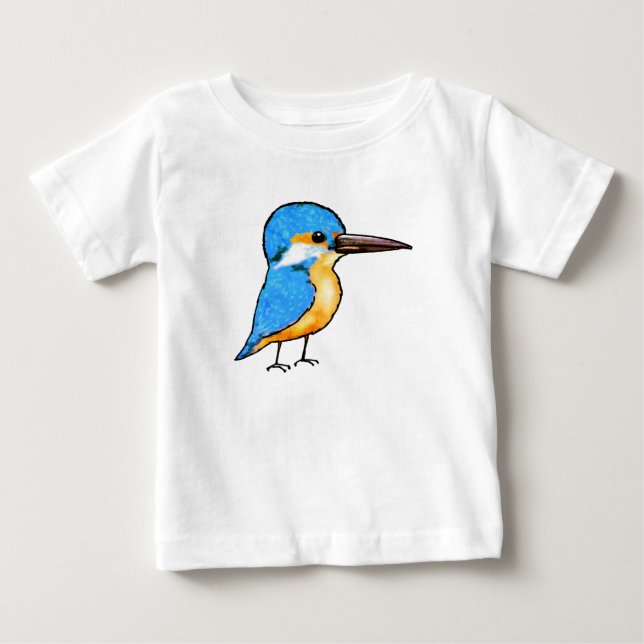 Söt blå kungsfiskare fågelkonst t shirt (Framsida)