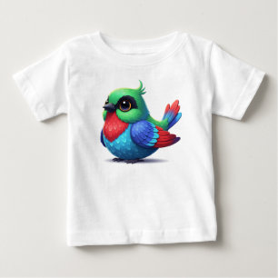 Söt blå och gul seriefigur fågel  t shirt