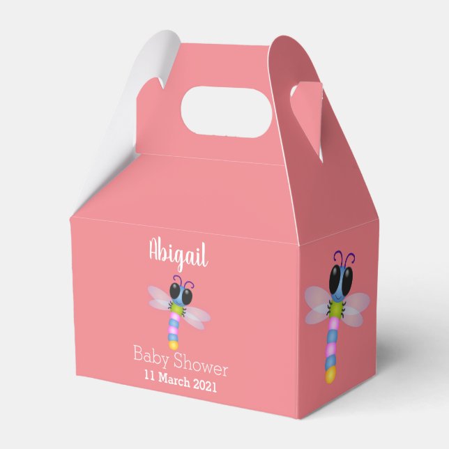 Söt blå och rosa trollsländeteckning presentaskar (Framsidan Sidan)