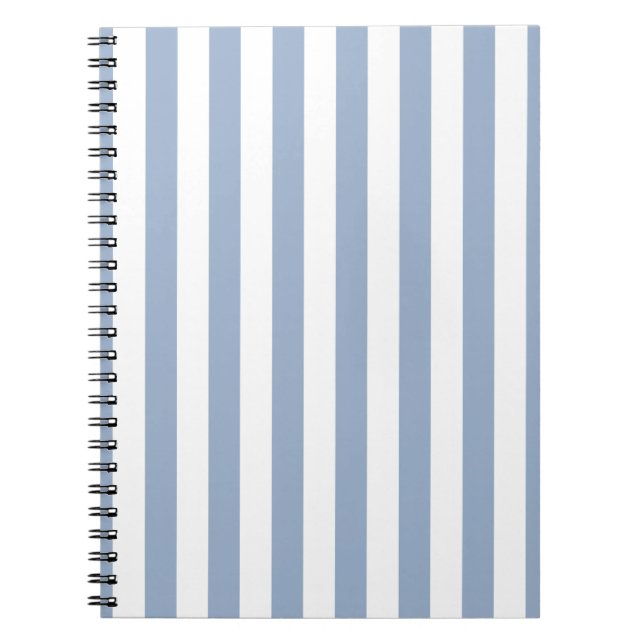 Söt blå och vit randig spiral anteckningsbok  (Framsidan)